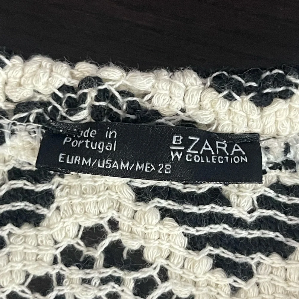 Zara Long Sleeves Chevron Knit Zig Zag Cream and Black Dress-medium - Picture 7 of 8